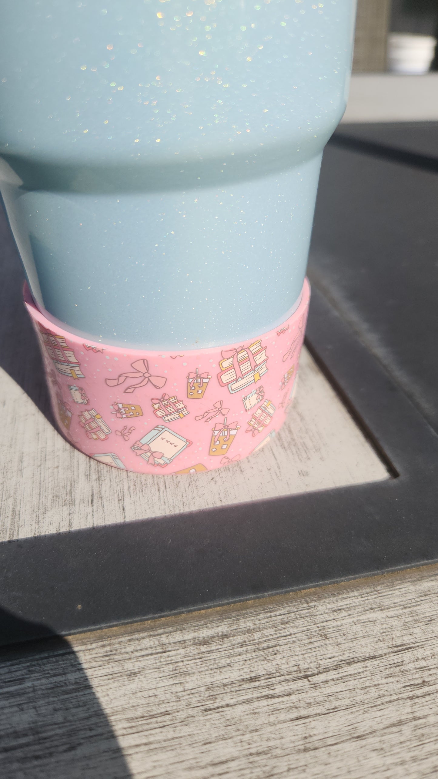 Books and iced coffee