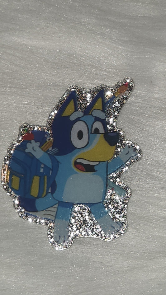 Blue dog with backpack